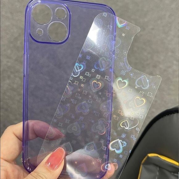 iPhone 12 holographic hearts soft cell phone case. Color changing effects. Fun! - Picture 2 of 7
